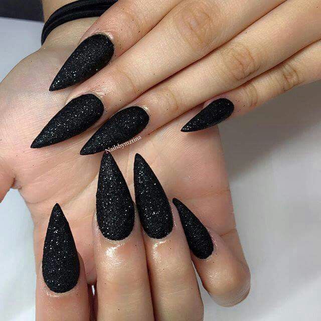 black sparkly nails