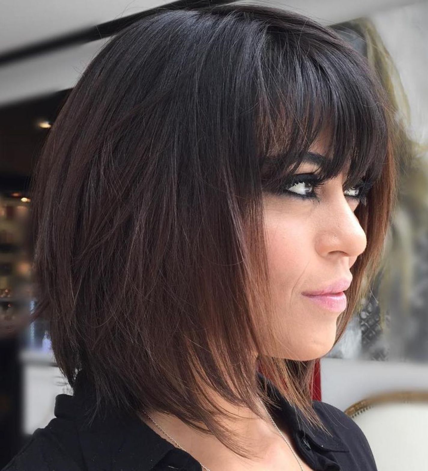 Medium Length Layered Hairstyles With Bangs 91